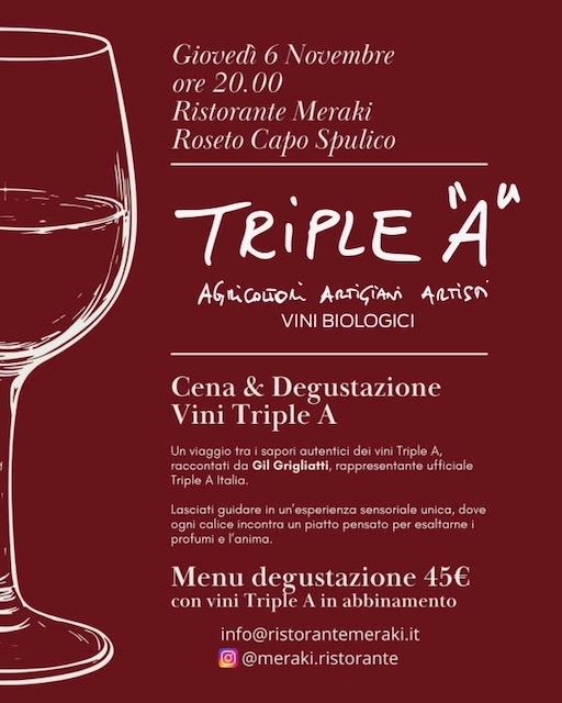 Degustazione Guidata Vini Triple “A” al Ristorante Meraki